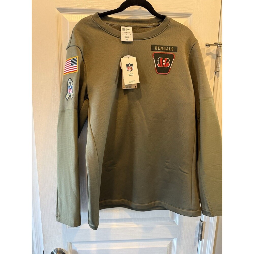 NWT Nike Cincinnati Bengals Salute to Service Therma-FIT Pullover Crew M
